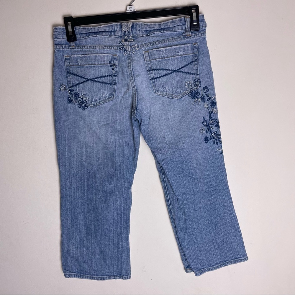 Vintage Y2K capris  Embroidered  size 5/6 boho gypsy cotton spandex blend floral - Picture 10 of 12